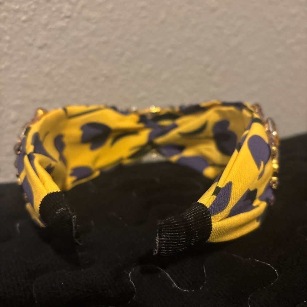 Elegant Floral Yellow and Purple Headband - Picture 4 of 17
